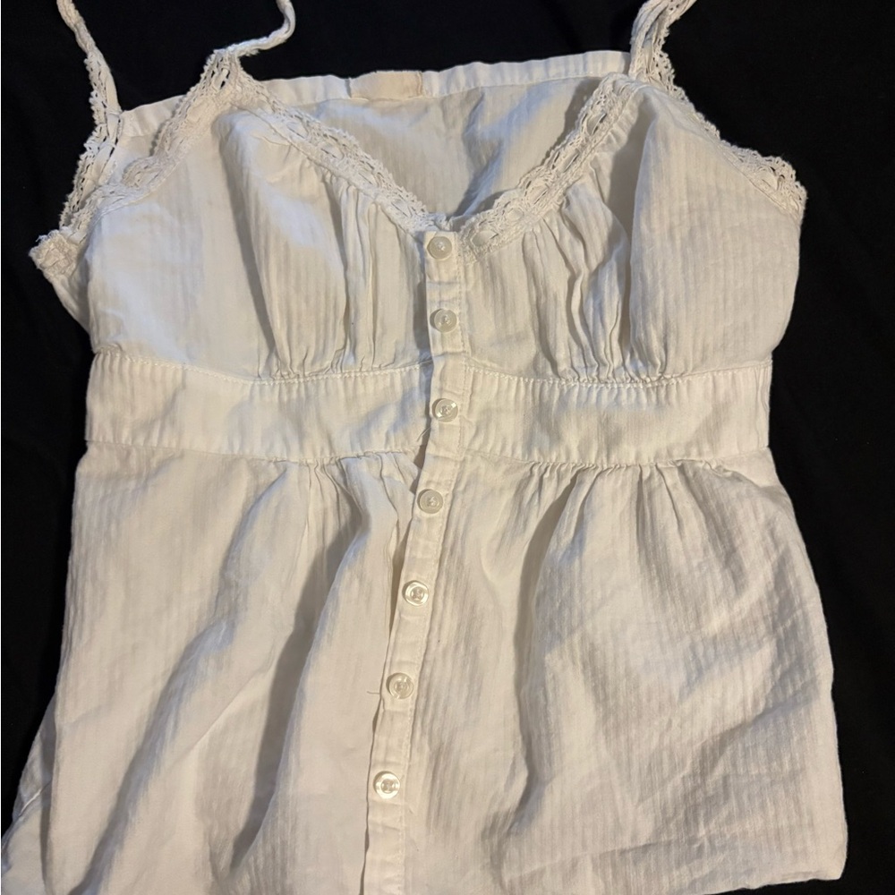 Brandy Melville Cream Lace Trim Top